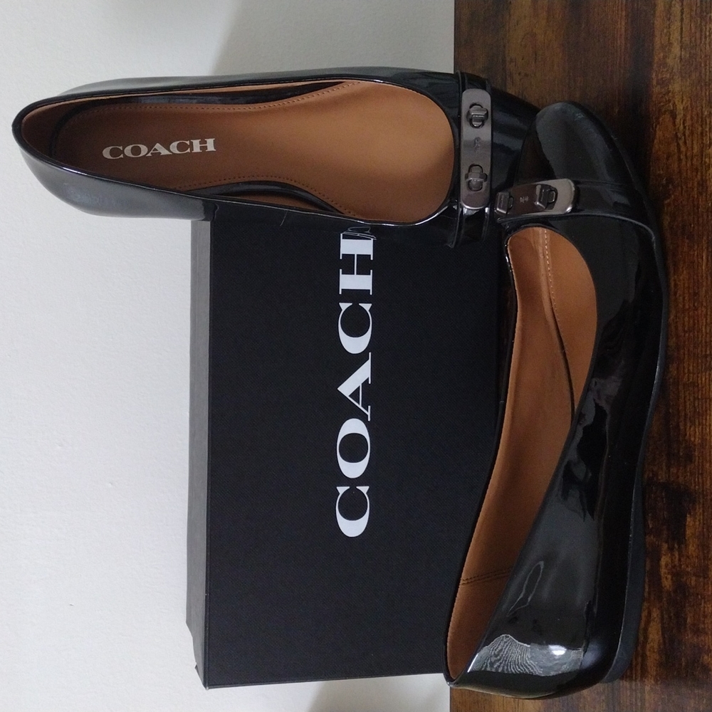 Coach Black Patent Leather Ballerina Flats
